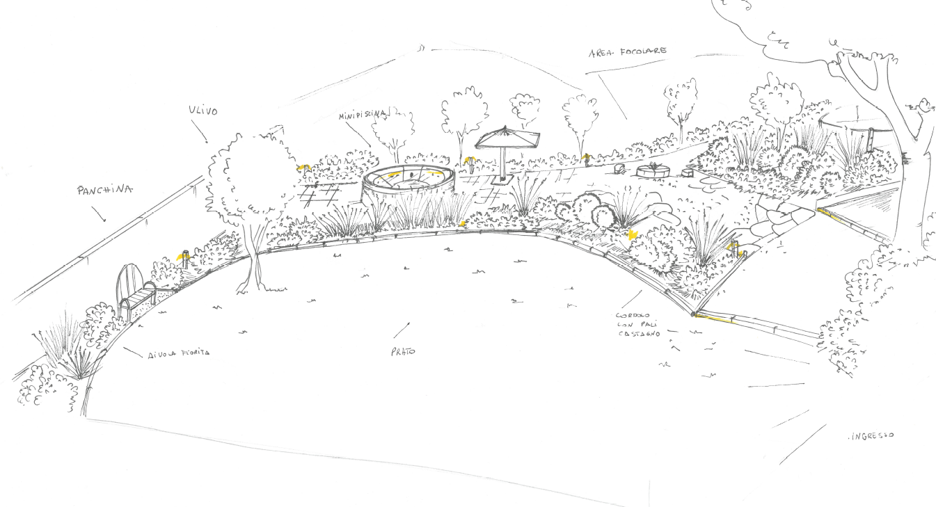 Disegno preparatorio progetto 'Villa Ophite'
